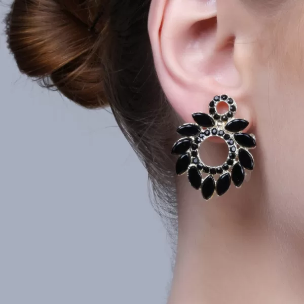 Sunhari Jewels Black Crystal Earrings for Girls and Women-302 Black