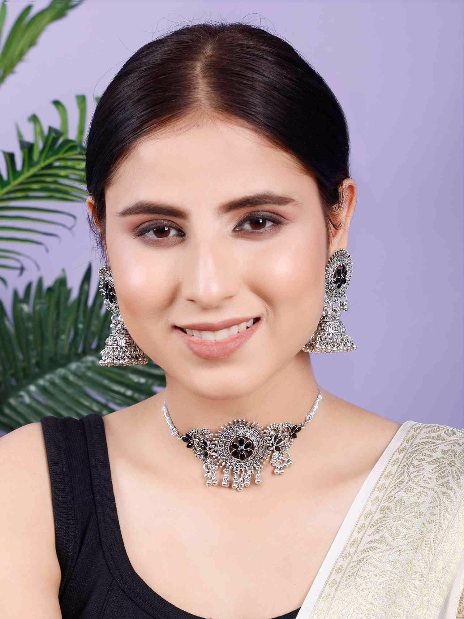 Necklack set Round Center Flower Choker