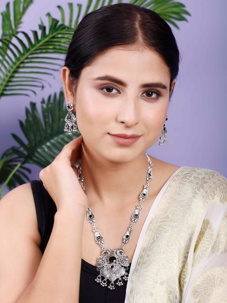 Fistena Necklace set Long Leaf Peacock