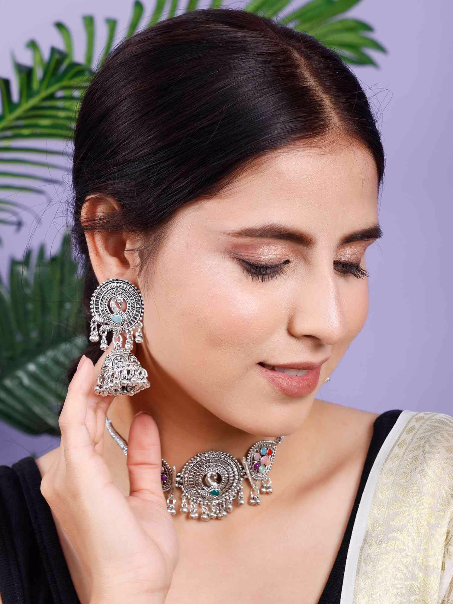 Fistena Necklace set Flower Peacock Choker