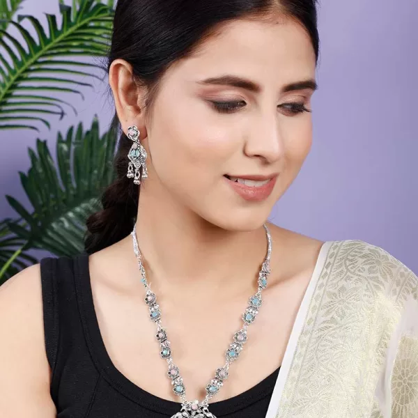 Fistena Necklace Set Triangle Long Flower