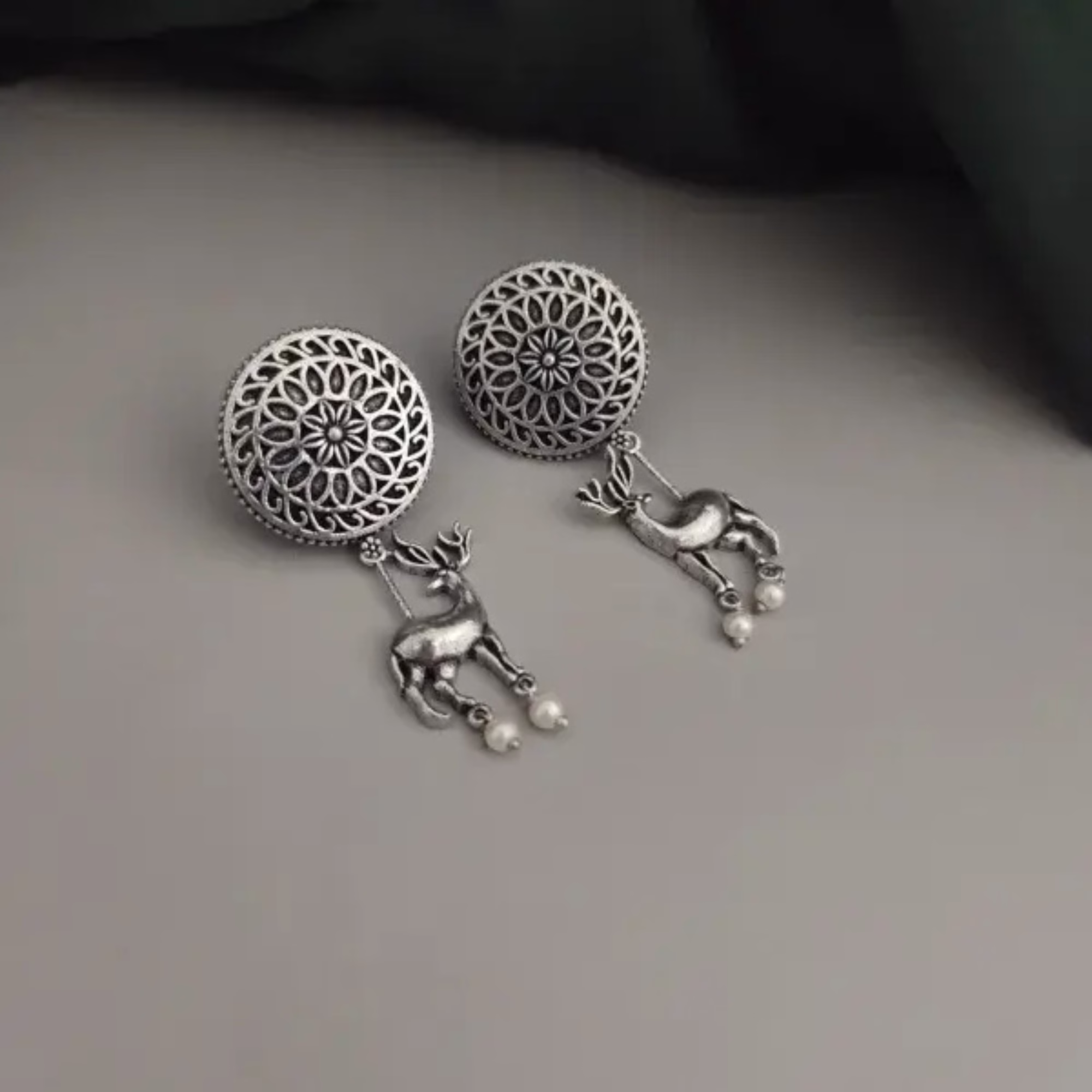 Fistena Sliver Deer Earrings - Image 2