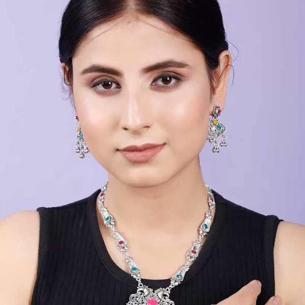 Fistena Necklace set Long Leaf Peacock