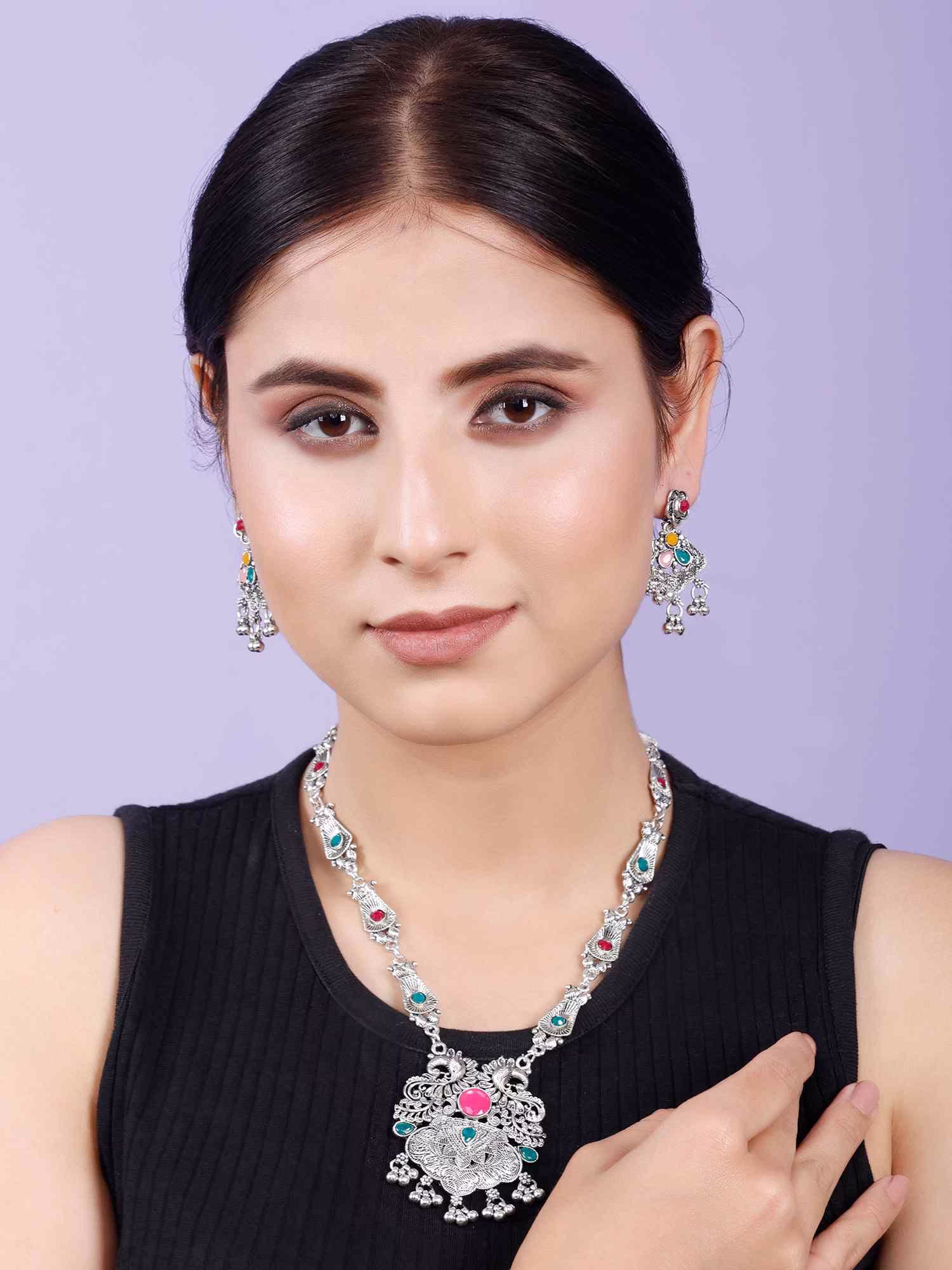 Fistena Necklace set Long Leaf Peacock