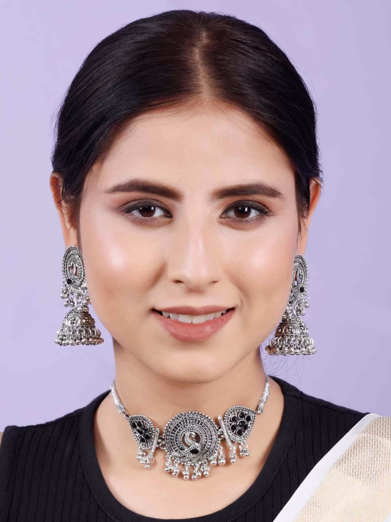 Fistena Necklace Set Round Flower Peacock