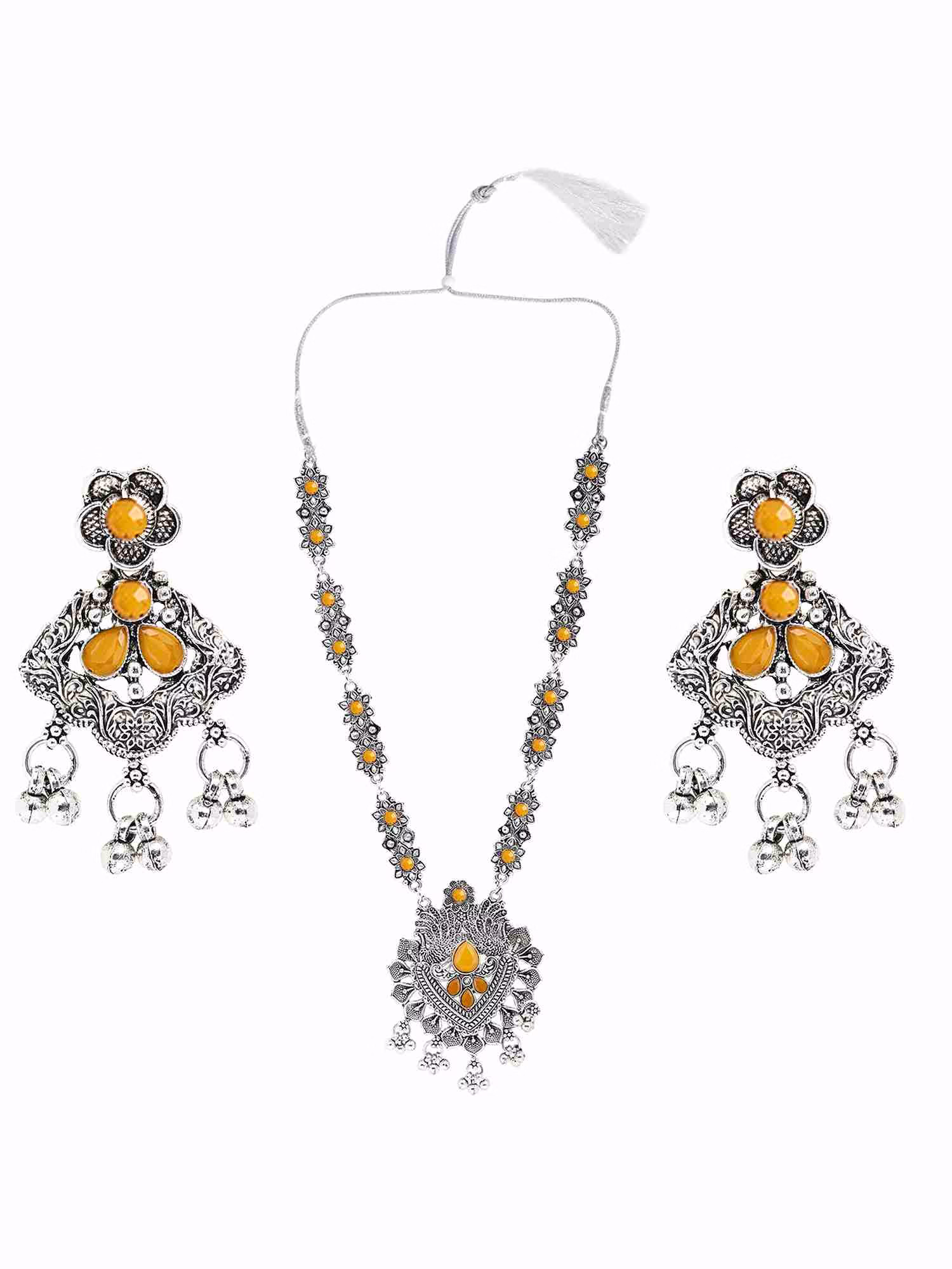 Fistena Necklace set Long Flower Peacock