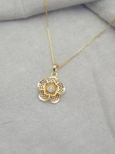 Fistena-Flower-CZ-Stone-Gold-Plated-Pendant