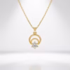 Fistena Classic Dual Round Shape CZ Stone Gold Plated Pendant