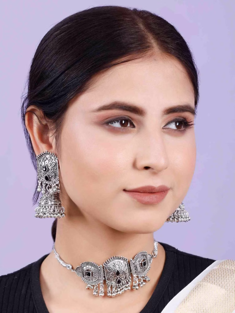 Fistena Necklace Set Round Leaf Choker