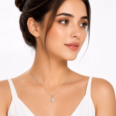 Fistena Minimal Dimond Stone pendant Sliver Plated