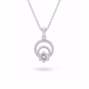 Fistena Classic Dual Round Shape CZ Stone Silver Plated Pendant
