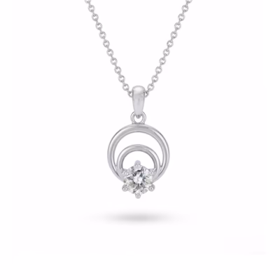 Fistena Classic Dual Round Shape CZ Stone Silver Plated Pendant