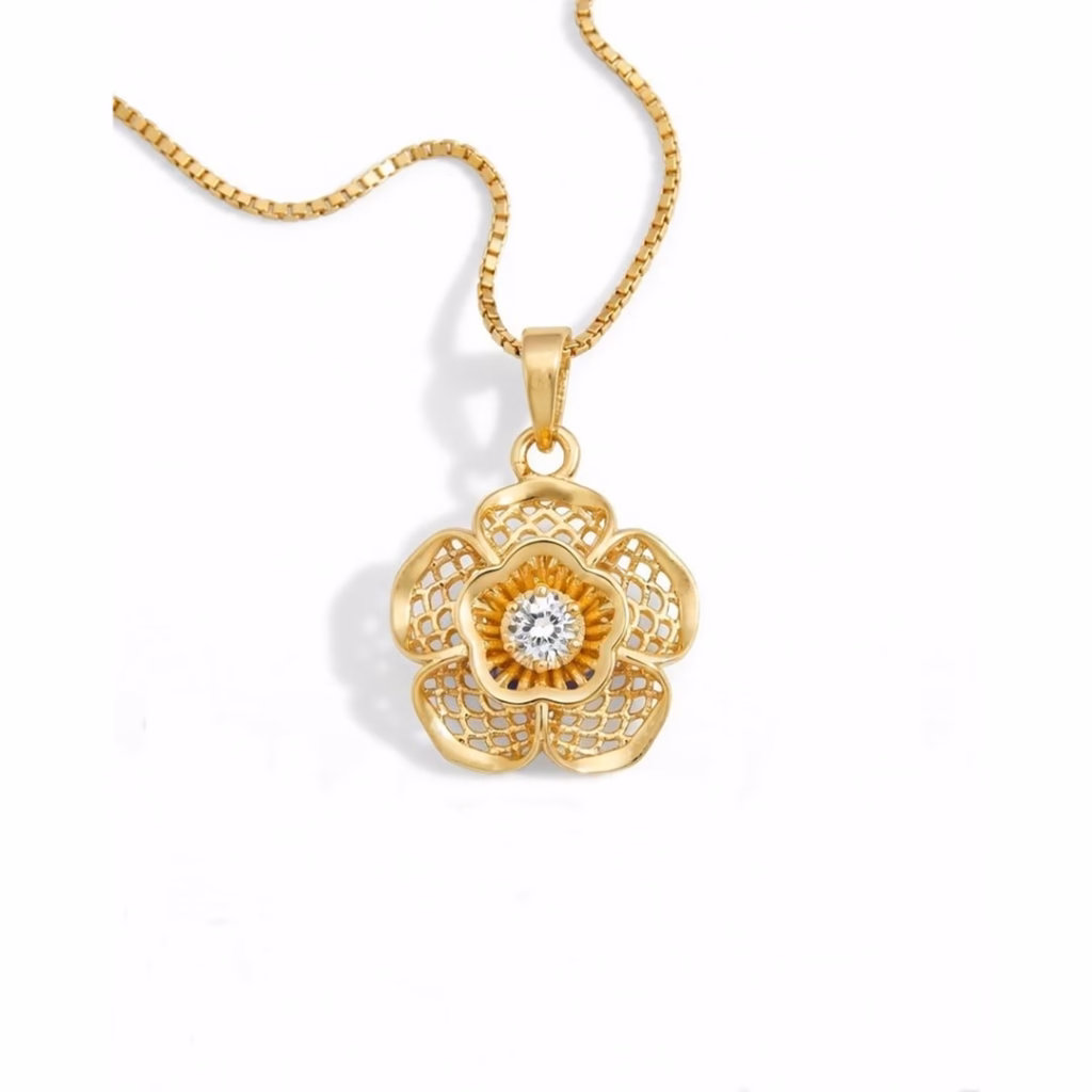 Fistena Mini Flower Leaf Gold Plated Pendant
