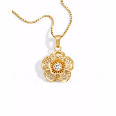 Fistena Mini Flower Leaf Gold Plated Pendant