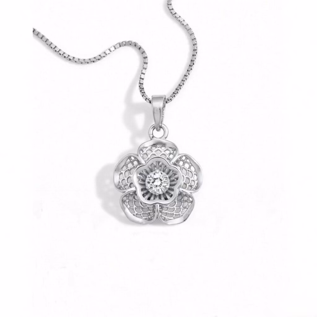 Fistena Mini Flower Leaf Silver Plated Pendant